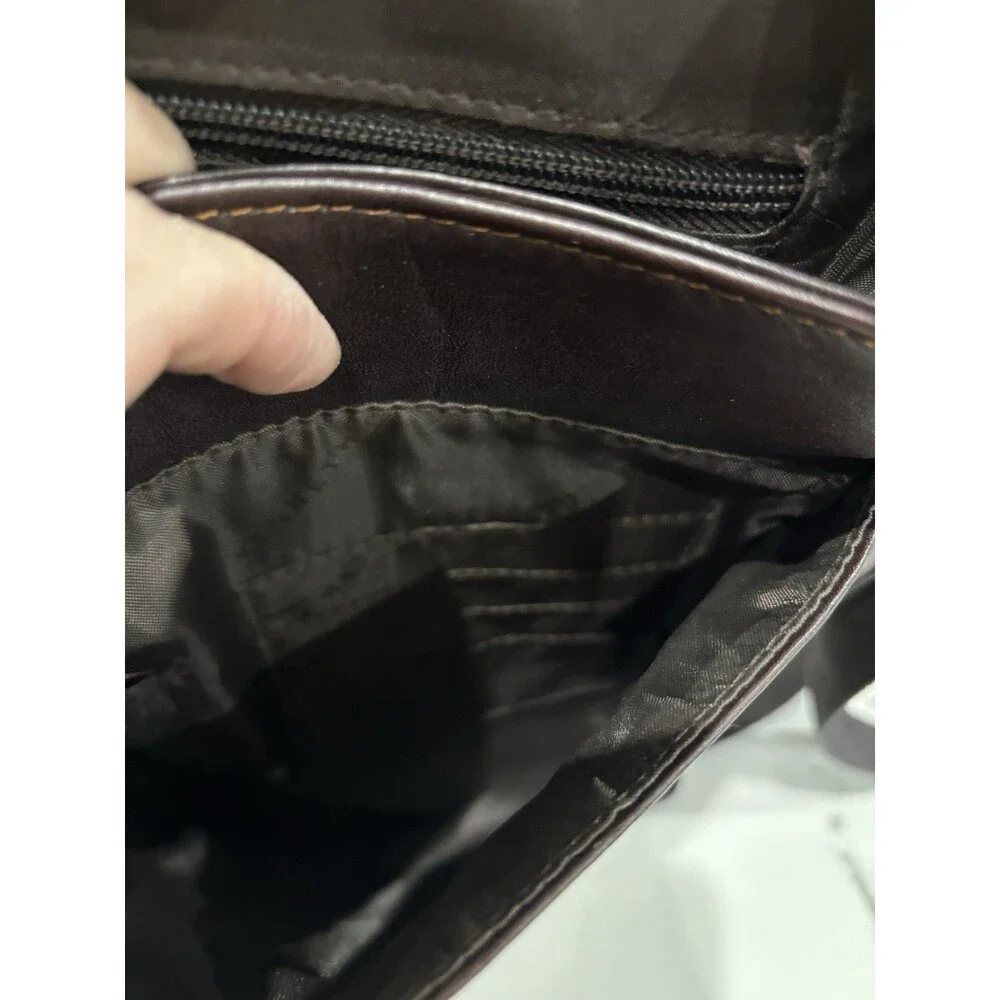 Kenneth Cole Reaction Brown Leather Large Messenger Bag Office School Business